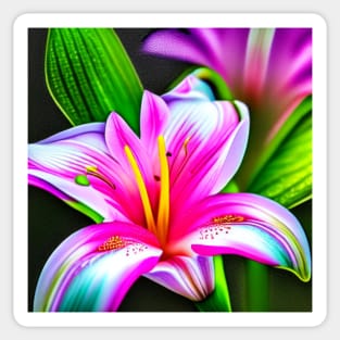 Pink Lily with Dew Drops Sticker